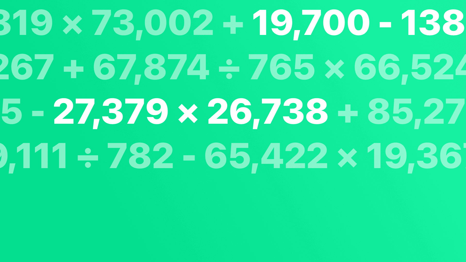 Practice to calculate with huge numbers!
